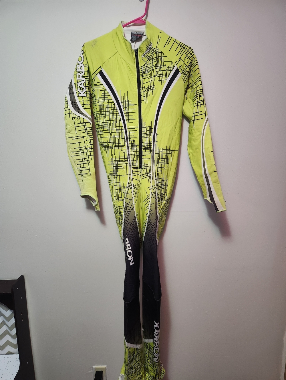 Karbon Defender GS Race Suit L Green Lycra Ski Racing Suit 2 See FLAWS